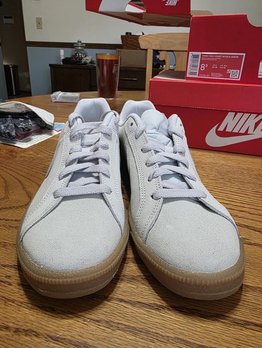 Nike Womens Court Royale Suede Sneakers in Light Gray Size 8.5.